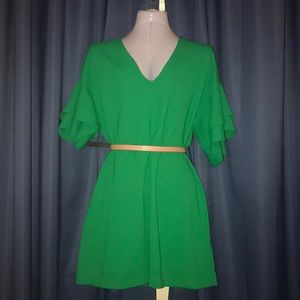 Green Ruffle Sleeve Dress